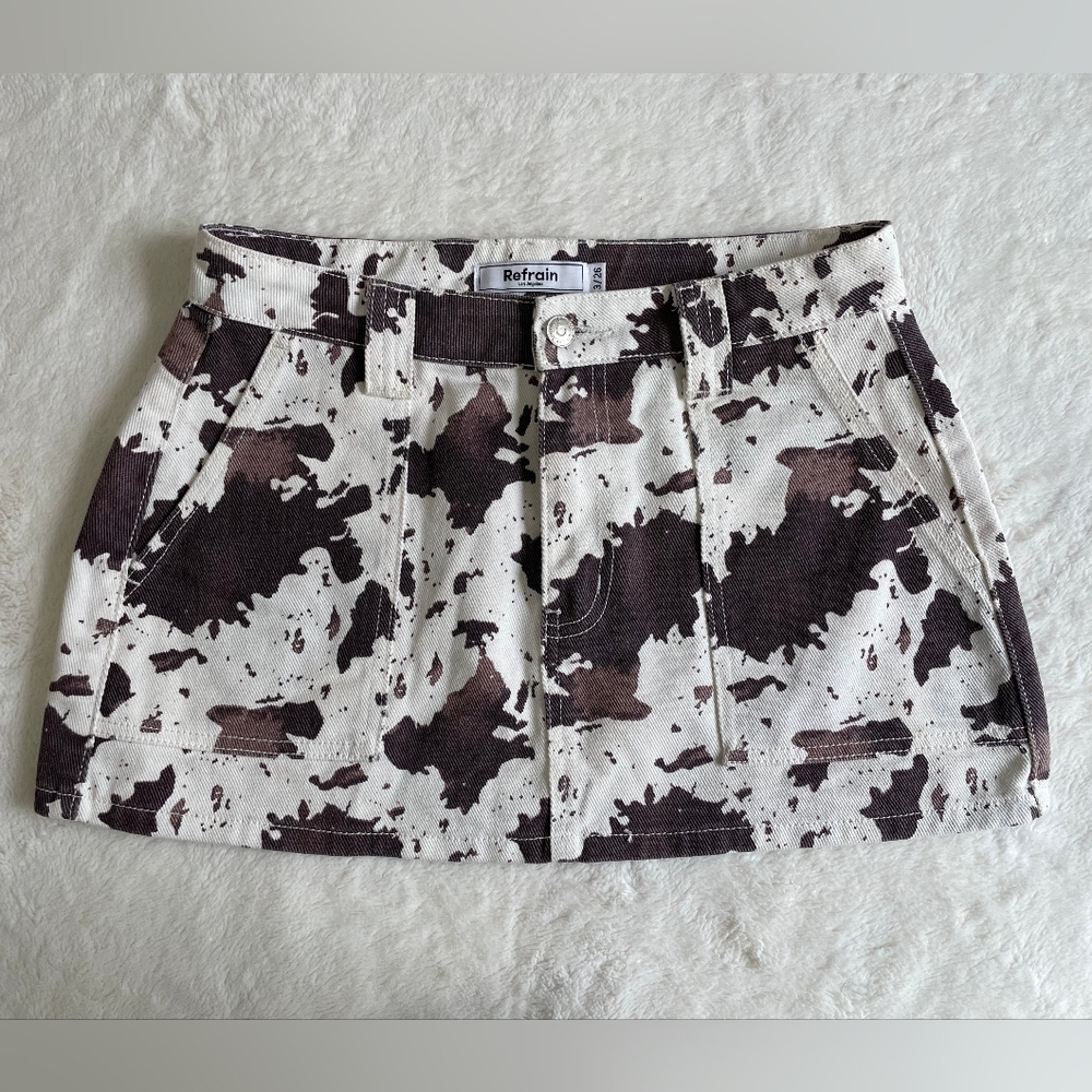 Refrain Brown and White Mini Skirt Size 26